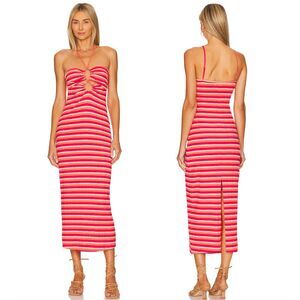 L*Space Ellery Midi Swim Cover-Up Dress in Fresh-Squeezed Stripe, Size L (NWT)